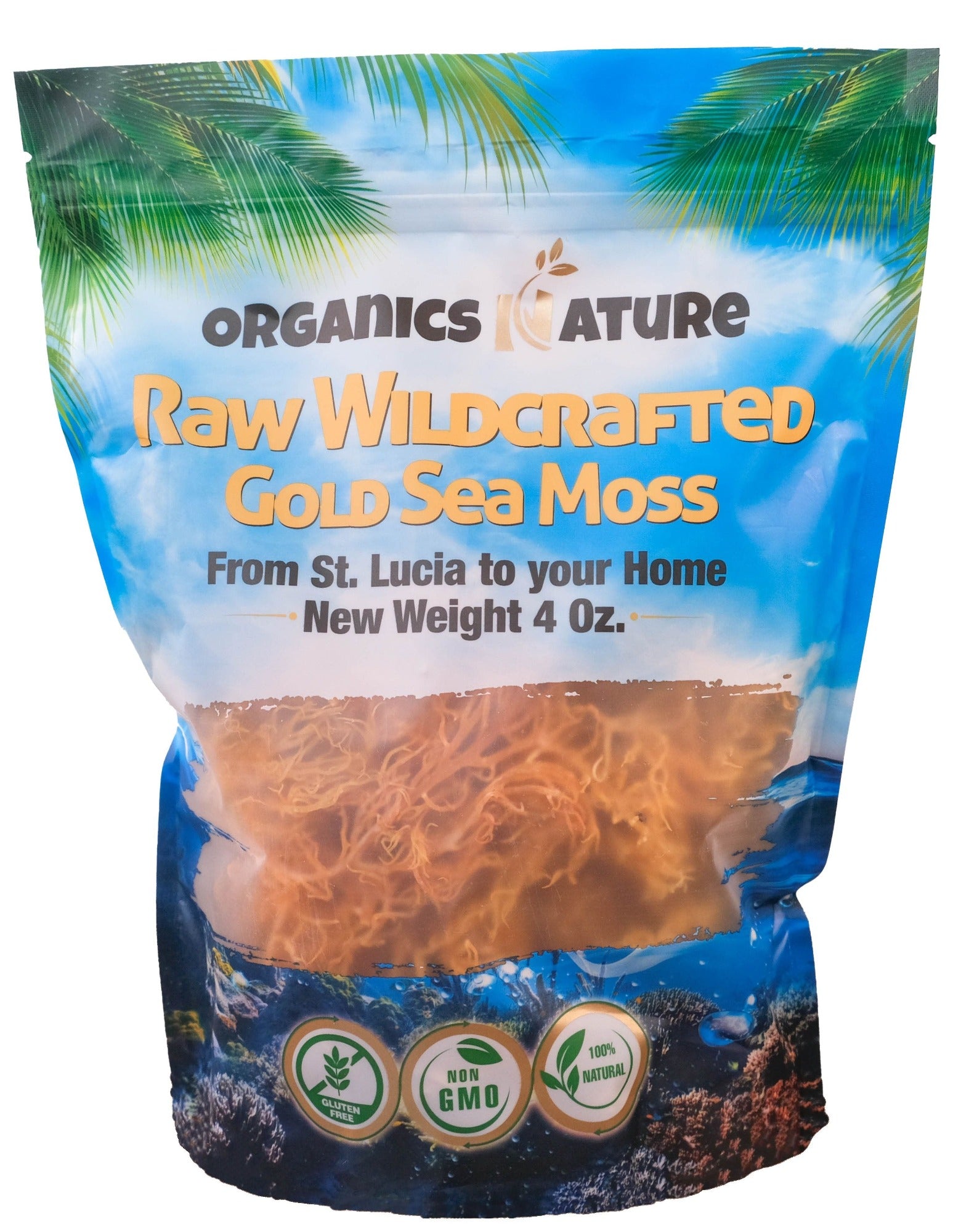 Organics Nature Dried Sea Moss Wildcrafted Make 5 Jars of Sea Moss Gel -  Raw, Natural, & Gluten-Free Sea Moss - 4 oz Sun Dired St Lucian Sea Moss  For